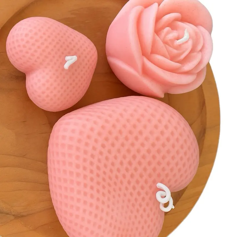 Handmade Valentine Heart & Rose Candle Gift Set – Romantic Home Decor