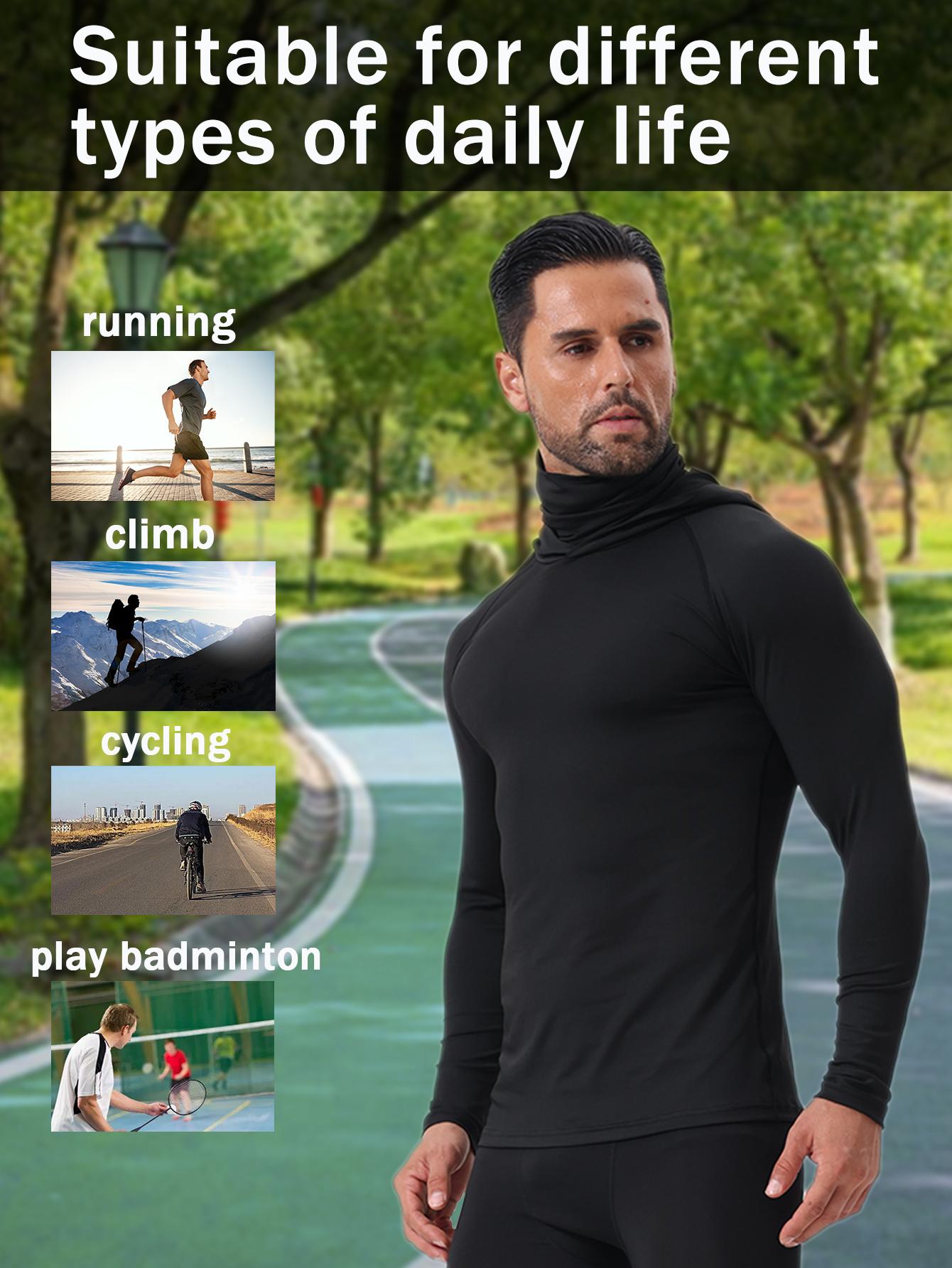 Set of 6 men’s hooded sweatshirts with a face mask design, made from high-elasticity, quick-drying, breathable fabric—ideal for outdoor fishing and running.