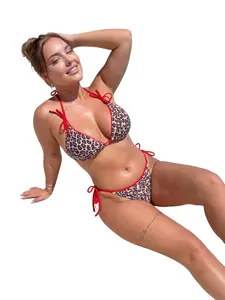 【Plus Size】 Two-Piece Set Plus Size All Over Print Animal Print Bikini Set, Casual Fashion Chic Swimsuit for Beach Holiday Vacation, Women's Swimwear for All Seasons