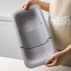 Collapsible Drain Basket,Kitchen Sink Strainer, Vegetable Wash Basket,Storage Rack, Fruit and Vegetable Drain Basket,Milky White,Draining Utensils
