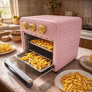 15-quart air fryer and convection oven combo, multifunctional, stainless steel nonstick basket, easy to clean, pink — perfect for healthy cooking, baking, pastries, etc.