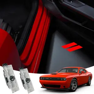2PCS Door Lights Logo Compatible Dodge Challenger Hornet, LED Ghost Shadow Welcome Puddle Projection Light Lamps Accessories (Red logo)