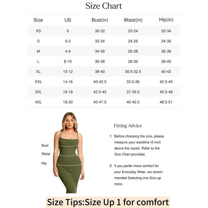 Popilush  Sexy Bodycon Dress Spaghetti Strap Shapewear Tummy Control Soft Fabric Maxi Midi Min Fit Ribbed