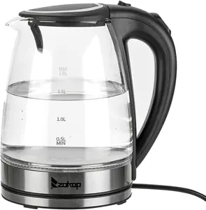 Zokop Glass Electric Kettle, 1.8 Liter Cordless with LED Light, Glass Tea Kettle & Hot Water Boiler,Auto Shut-Off and Boil-Dry Protection (Style 2-1.8L-1500W)
