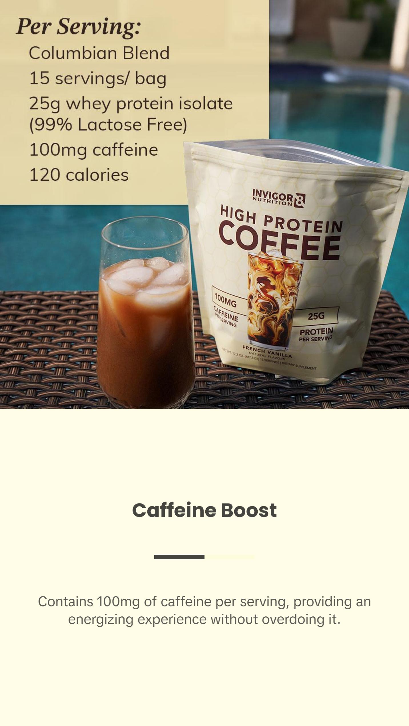 INVIGOR8 High Protein Coffee - French Vanilla | High Protein Columbian ...