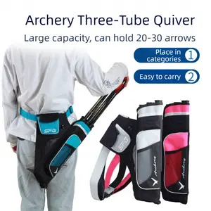 3-Tube Archery Quiver - Adjustable Waist-Hung Design, Durable & Lightweight, Perfect for Competitive Shooting, Archery Ranges & Practice Sessions, Essential Bow Accessory