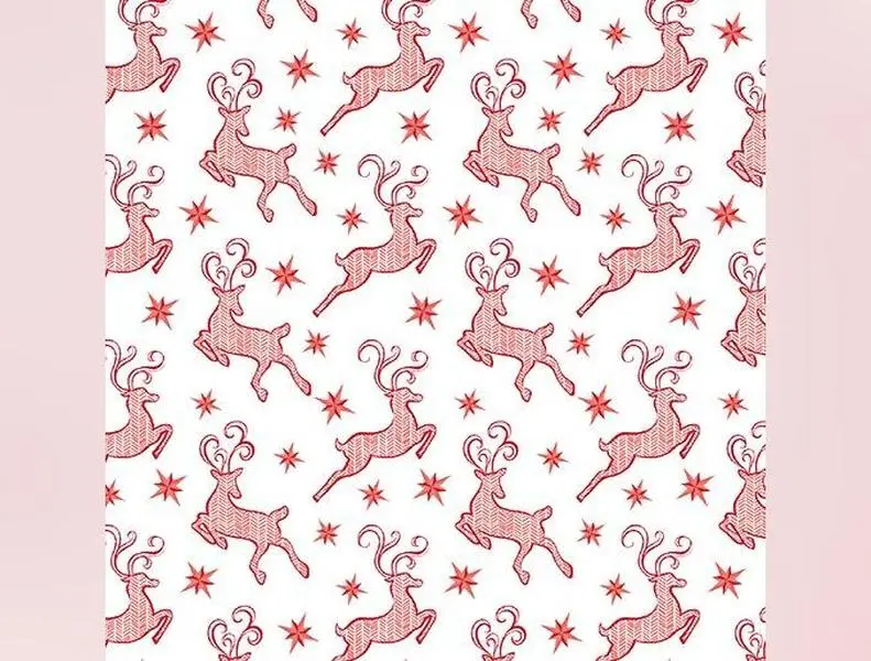 Nordic Holiday - Small Reindeer Red - (1 yard cotton)