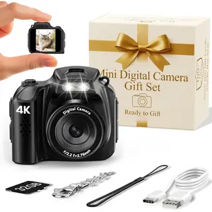 Camera -4K  with 32GB Card & Elegant  Box, Mini Retro Camera for  & Adults, Collectible  Camera  for Travel Camp Snap, Birthdays & Stocking Stuff