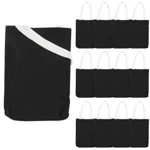 10" x 12" Medium Black Canvas Tote Bags - 12 Pc.