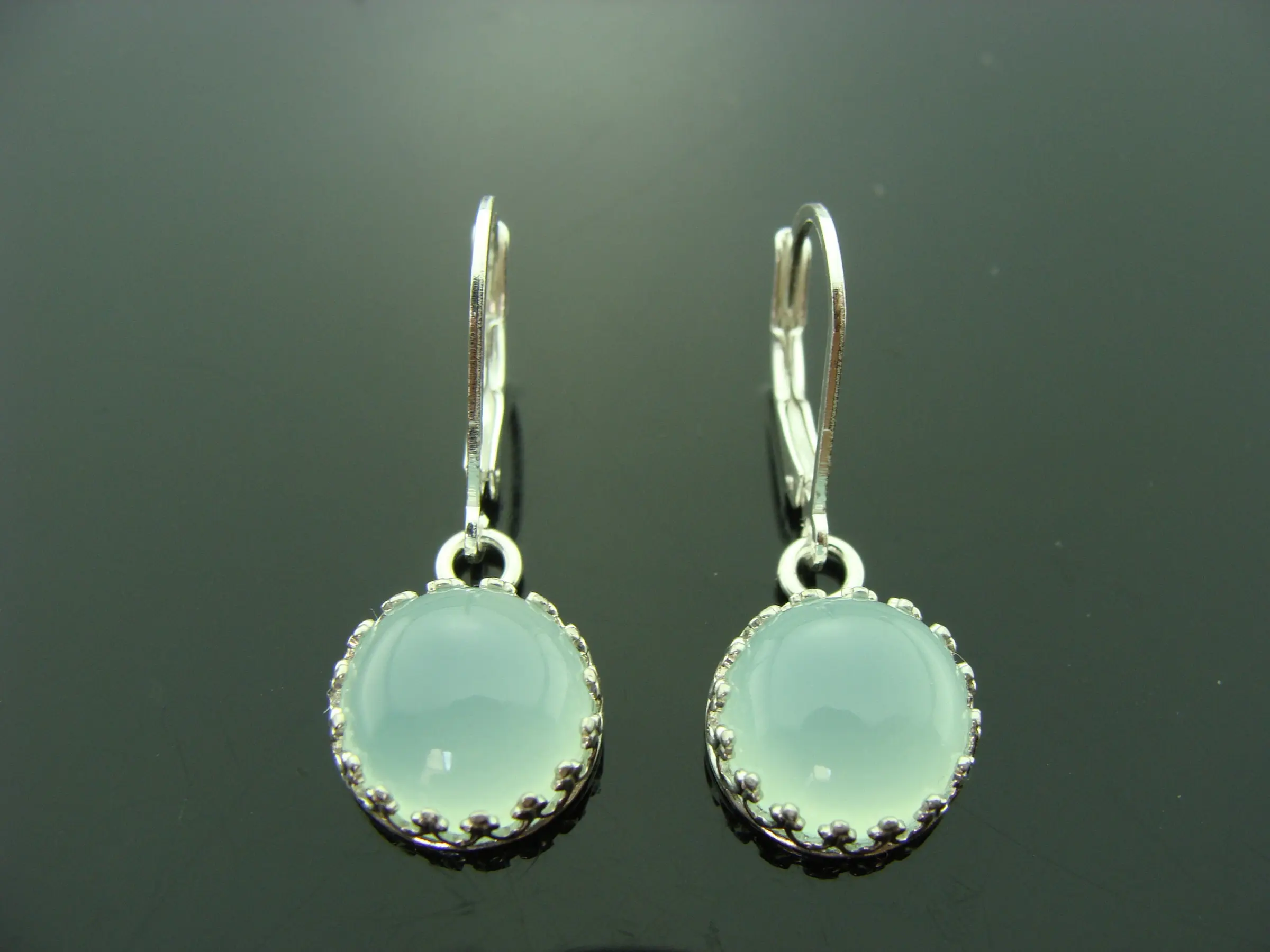 Aqua Blue Chalcedony · Bezel Set Leverback Earrings · 925 Sterling Silver · Minimalist Gemstone Jewelry · Gift for Her