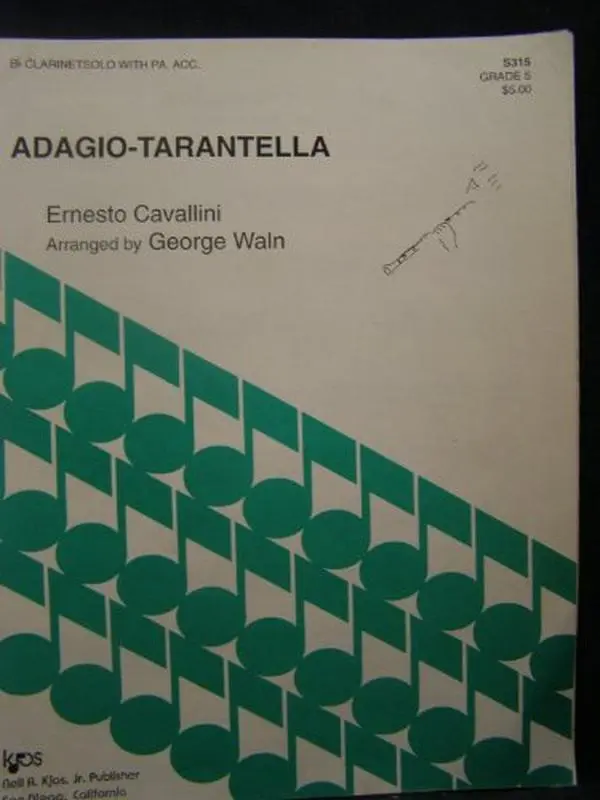 USED Book - Adagio-Tarantella for Bb Clarinet Solo and Piano Accompaniment (Kjos Library of Graded Instrumental Solos) (Unknown)