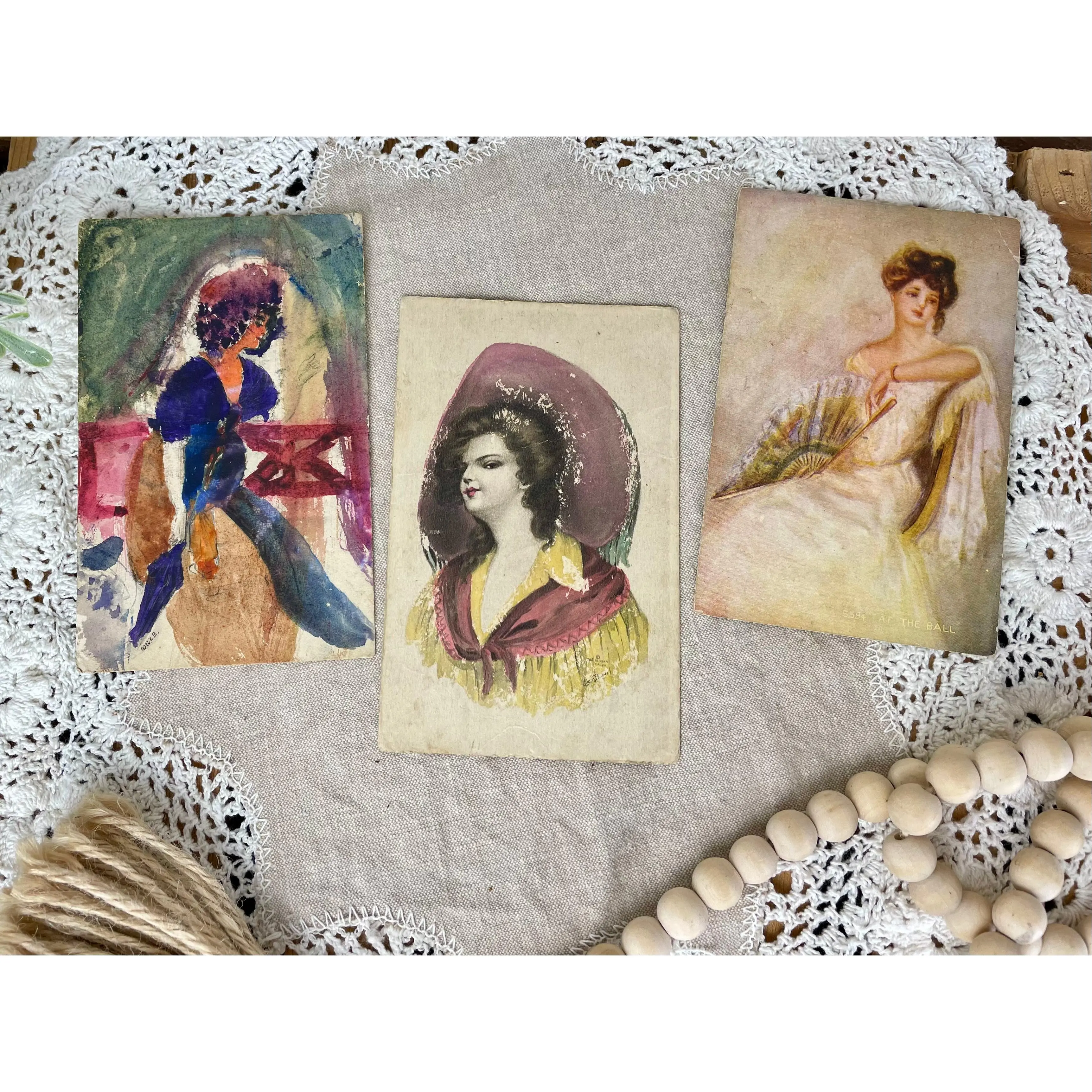Vintage Victorian Women Postcards Set of 3