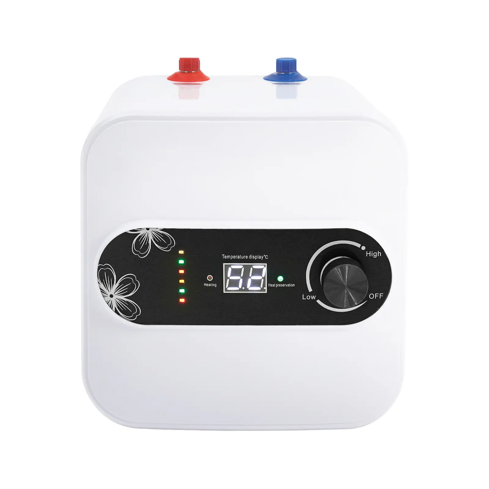 Compact 1500W water heater with adjustable temperature (86-149°F), 2.1-gallon capacity, energy-efficient, stainless steel lining, IPX4 waterproof for safe and efficient use