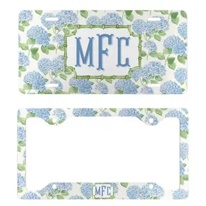 Blue Hydrangea License Plate And Frame: Personalized Floral Car Decor