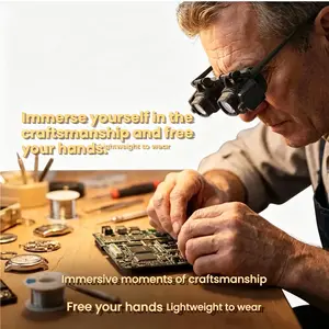 2x-24x LED Head Mount Magnifier, Portable Hands-Free Tool for Watch Repair, Phone Maintenance and Electronic Component Soldering Work