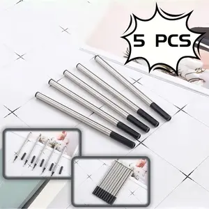 5-Pack 0.5mm Metal Pen Refills, Smooth Writing Ballpoint Ink Cartridges, Signature Pens, Neutral Water-Based Ink