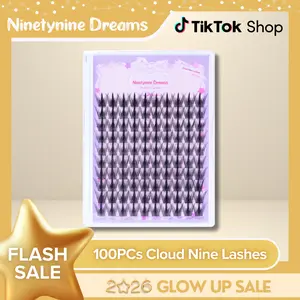 Ninetynine Dreams 100PCs Cloud Nine Lashes | Dramatic Spiky 16mm Manhua Anime Style False Eyelashes, Ultra-Thin Band, Lightweight Waterproof Long-Lasting Reusable Voluminous Lashes Clusters — Beginner Friendly Makeup Must-Have Trendy False Eyelashes