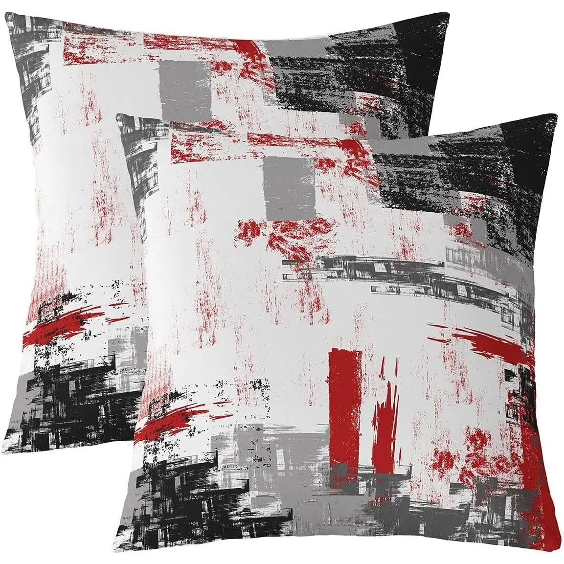 Abstract Throw Pillow Cover Soft Modern Abstract Art Cushion Cover Couch Sofa Red Grey Black Pattern Decorativ Outdoor Pillows Cover
