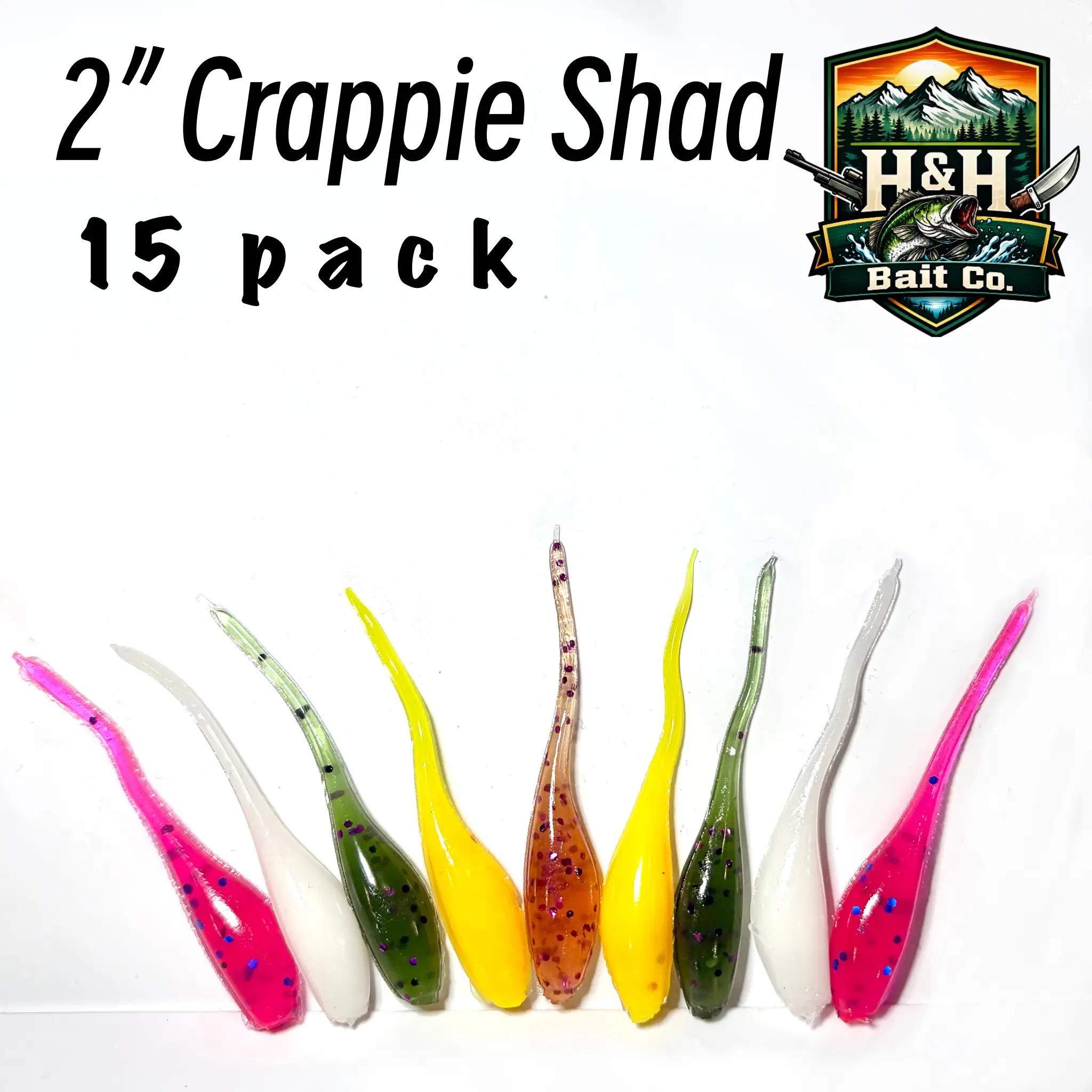 15-Pack 2-Inch Crappie Lures Soft Plastic 15-Pack 2-Inch Crappie Lures Soft Plastic