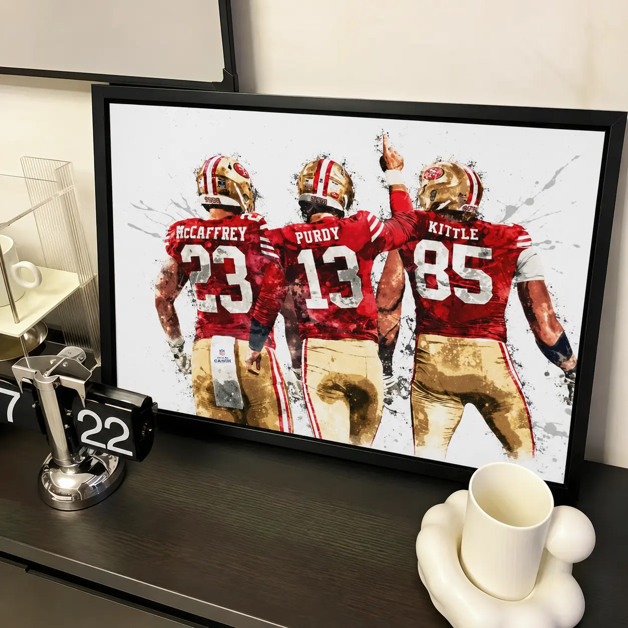 Christian McCaffrey Poster, Brock Purdy, George Kittle, San Francisco 49ers, Decor Wall Wrap, Wall Art Print, Kids Decor, Man Cave Gift - Training Camp Buzz - Game Day Setup - Football Room - Tailgate Party - Sports Fan - Faithful Vibes