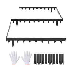 fathersdaygift VEVOR Galvanized Steel Landscape Edging, 10-Pack 40x 4.5 Inch Metal Edging for Landscaping with 11 Mounting Clips, Heavy Duty Metal Garden Edge Border for Flower Bed, Yard Pathway, Black