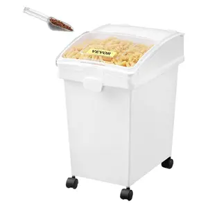 VEVOR Rice Storage Container, 6.6Gallon/25Lx3 Capacity Large Dog Food Dispenser Bin, Kitchen Ingredient Grain Cereal Flour Bin, Pet food Containers with Wheels, 3 Scoops, and Airtight Lid, 3 Pack