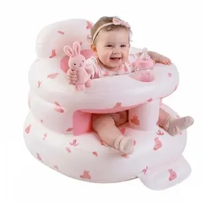 Upgraded Inflatable Baby Seat with Safety Guardrails, Thicker Sit Me Up Floor Seat for Baby Chair Sit Me Up, Blow Up Baby Chair Learning to Sit Built in Air Pump Infant Floor Chair for Babies 3-36 mth