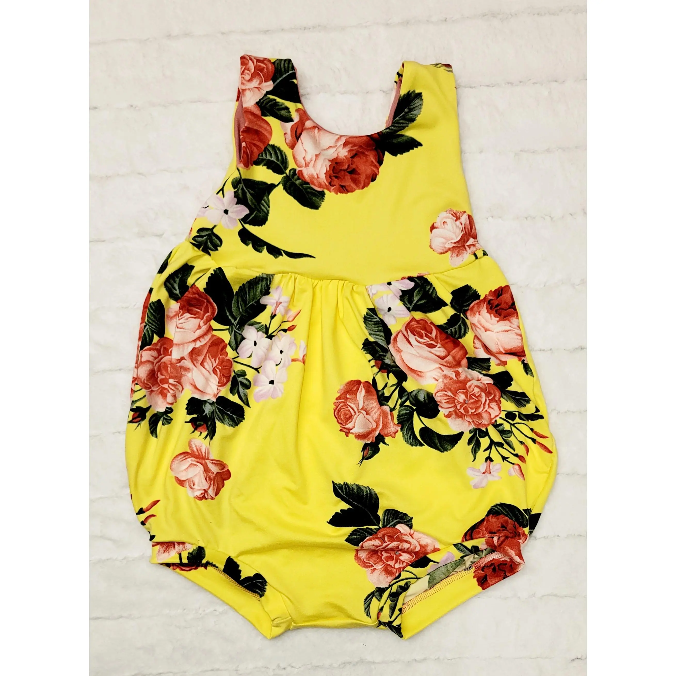 Yellow floral bubble romper