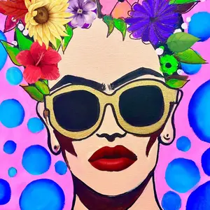 Luv Art Box | pop art Frida Kahlo Inspired | DIY Art Kit with Pre-Sketched Canvas, Paint Colors, Brushes & Easels