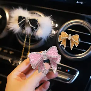 Car Air Vent Diffuser Box, Sparkling Rhinestone Bowknot, Car Interior Decor, Women's Gift, Valentine's Day Present, No Scented Pads Included