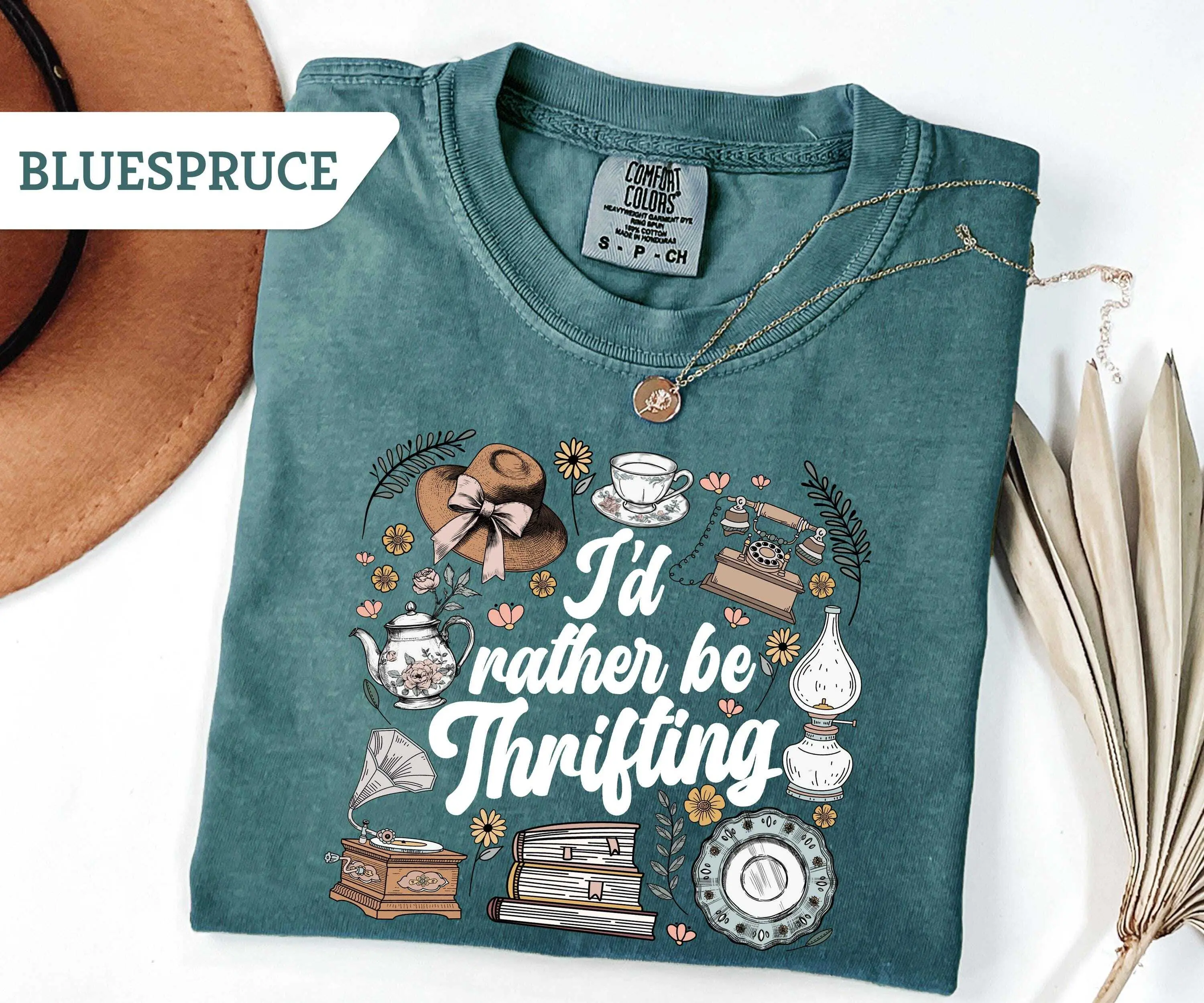 Comfort Colors® Thrifting Sweatshirt I'd Rather Be Thrifting Crewneck, Sustainable Fashion Shirt, Gift for Thrifter, Secondhand Shopping Tee