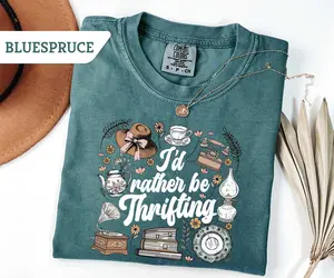 Comfort Colors® Thrifting Sweatshirt I'd Rather Be Thrifting Crewneck, Sustainable Fashion Shirt, Gift for Thrifter, Secondhand Shopping Tee