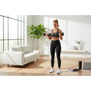 Neoprene Hex Dumbbells Set, Home Workout Gear, Weights Dumbbell Set for Tone & Strength Training at Home with Easy Workouts