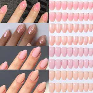 96pcs Short Length Oval Press-On Nails Set, Glossy Finish, Mixed Colors, Includes Storage Box, Perfect for Women and Girls Daily Use, Nail Art Diy