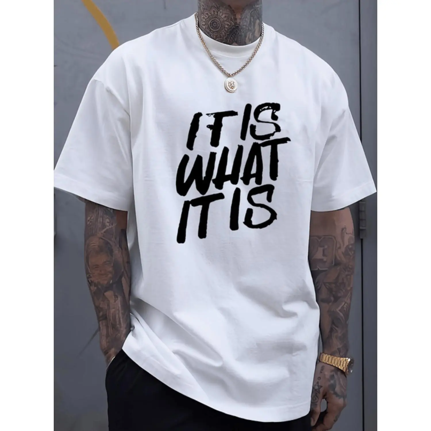 Mens Plus Size Geometric Print Cotton T-shirt Breathable Stretch Fabric Regular Fit Casual Tee Short Sleeve Round Neck For Daily Wear Comfortable Graphic Shirt Plus Size White