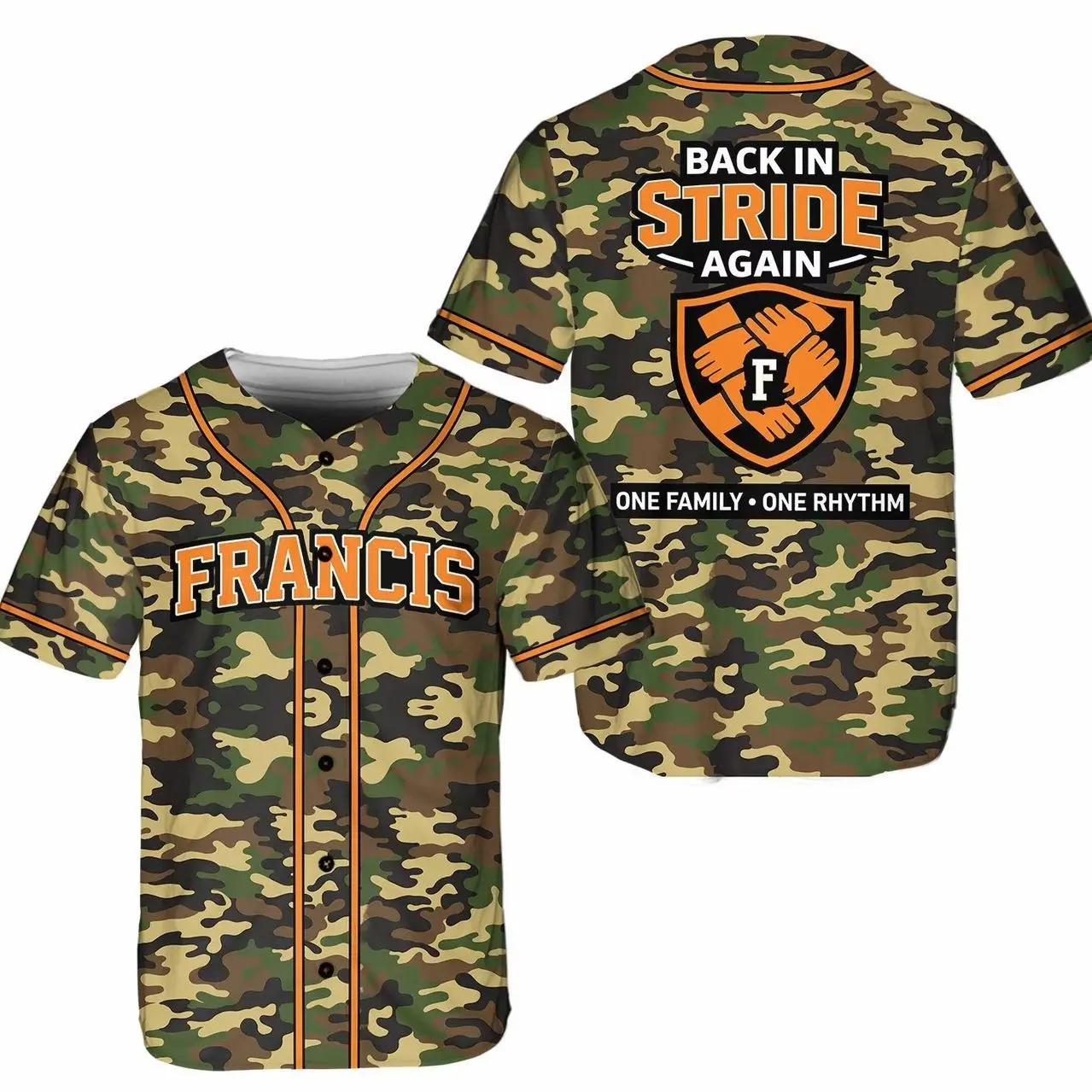 Personalized Camo Francis Team Baseball Jersey, Custom Baseball Jersey Shirt, Baseball Jersey Uniform