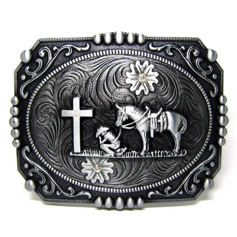 Praying cowboy belt buckle