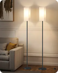 Set of 2 Floor Lamps for Living Room, Modern Tall Standing Lamps with Foot Switches, Bulb Not Included, 64.6'', for Living Room, Bedroom, Kids Room, ETL Listed, Beige and Black