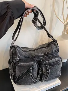 Fashionable and minimalist denim bag for women, lightweight and personalized niche exquisite women's bag, casual women's bag, Cross body bags, suitable for going out, shopping, dating, parties and other occasions.