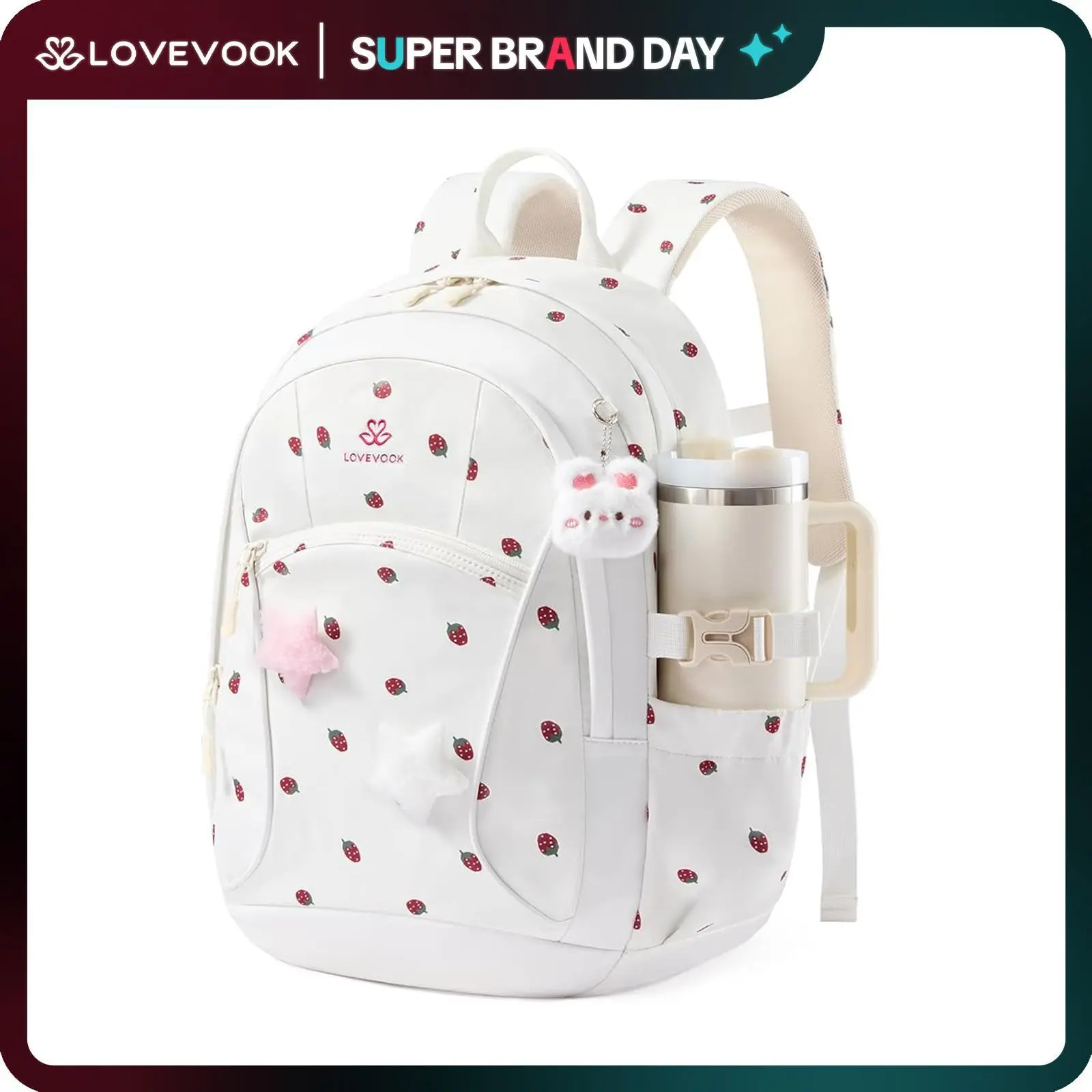 LOVEVOOK School Backpack for Teen Girls & Kids, Lightweight Large Capacity Waterproof Bookbag with 15.6" Laptop Compartment, Cute Ergonomic Bag for Elementary Middle School Students