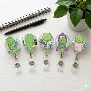 Smiskii Science Research Sparkly Retractable Badge Reel Cute Micropipette, Purple Ribbon, Research, Ultrasound, Syringe Acrylic ID Holder For Gift