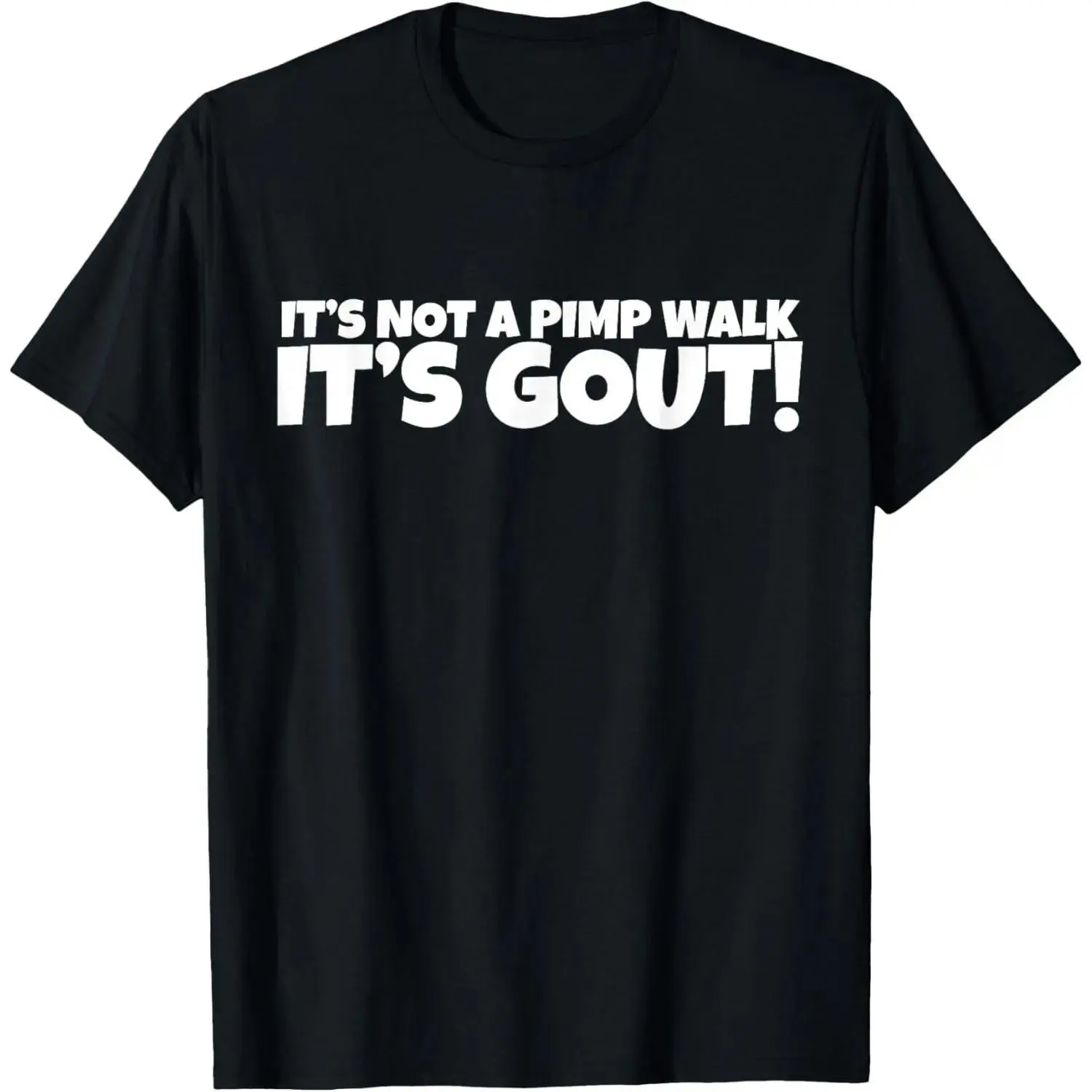 Men's 'Gout Limp' Funny Digital Print Crew Neck T-Shirt - 100% Soft Cotton Casual Streetwear Short Sleeve Top, Unisex Classic Fit, Fade-Resistant, Check Size Chart, Menswear, Fades Resistant, Unisex Wear