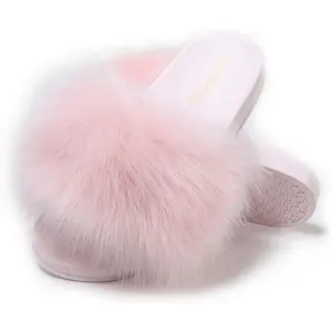 Women's Furry Slides Faux Fur Slides Fuzzy Slippers Fluffy Sandals Outdoor Indoor Footwear Walking Shoes