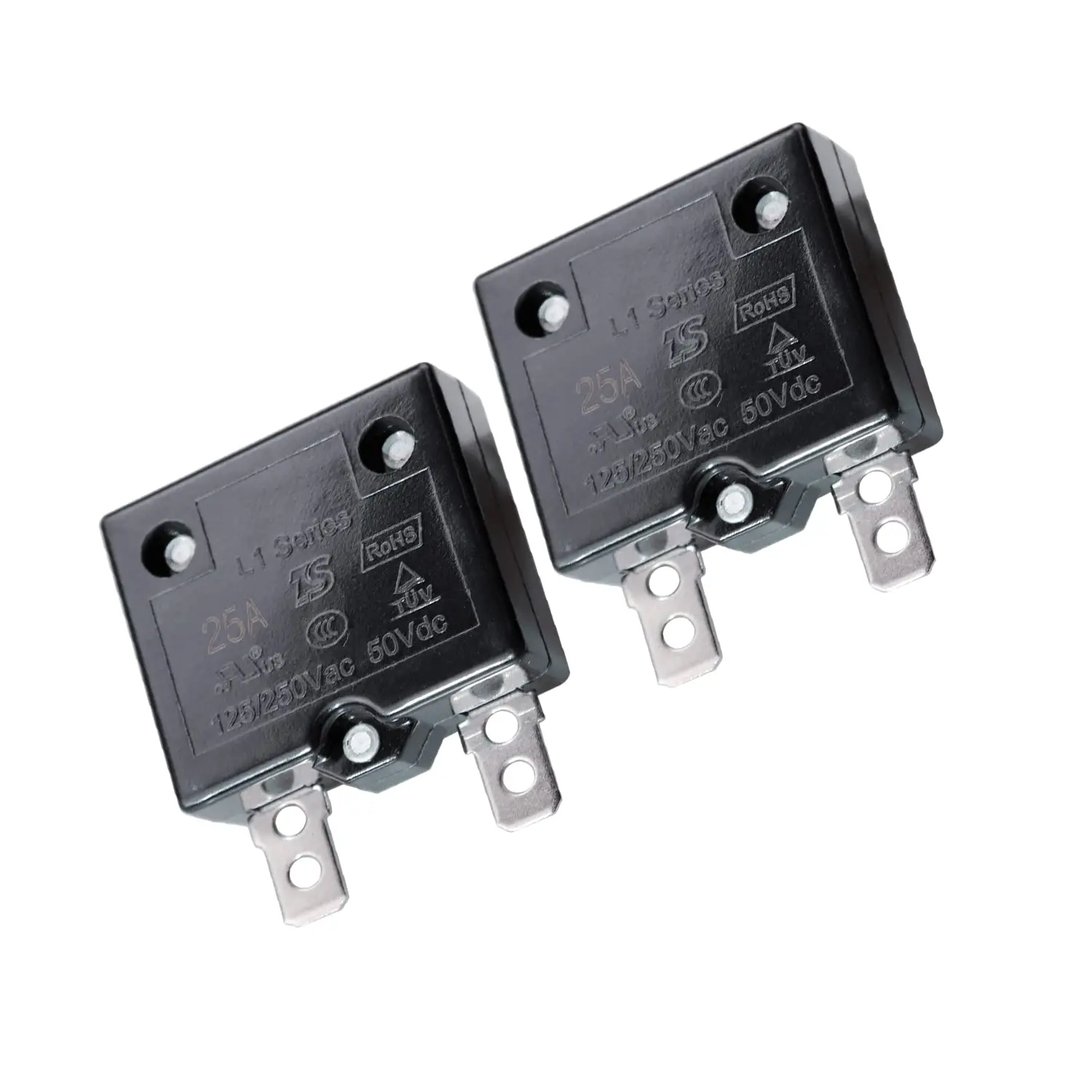 2Pcs 25A Automatic Thermal Circuit Breaker Thermal Overload Protector 25Amp L1 Series 125-250V AC 50V DC Automatic Reset Relay Fuse Thermal Switch Circuit Breaker Current Overload Protector