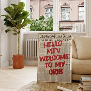Hello Welcome To My Crib Wall Art, Vintage Wall Decor, Modern Home Decor, Aesthetic Wall Decor, Canvas Wall Art, Art Wall Decoration, Art Work For Wall Decor, Wall Art for Home Living Room Bedroom Office, Poster