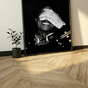 Michael Jackson Wall Art Poster, Iconic Pop Legend Glove Portrait Print, Music Icon Black Minimalist Art, Unframed