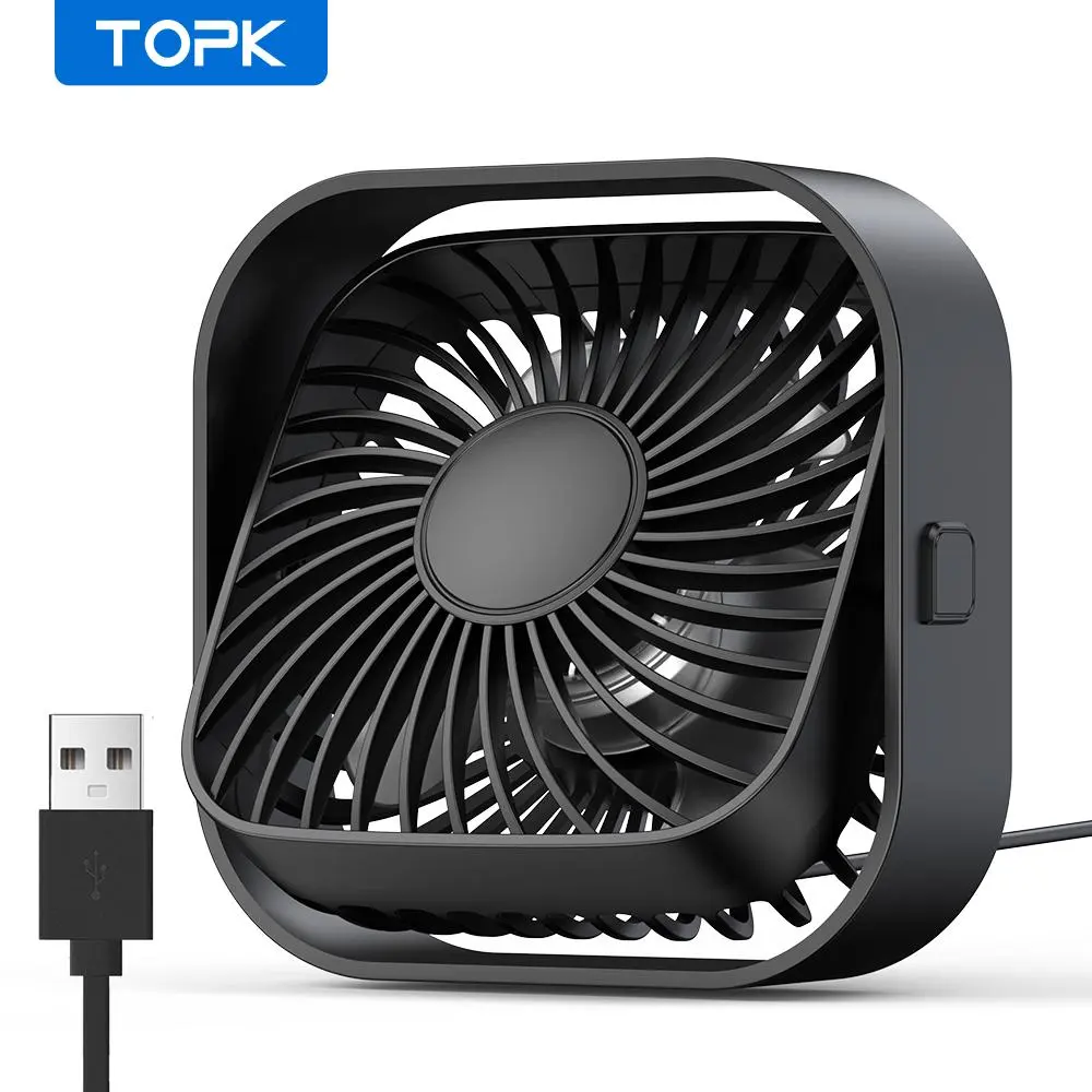 TOPK Portable Mini Fan, USB Rechargeable with 360° Rotatable Head, 3-Speed Adjustable Personal Desk Fan for Home & Office