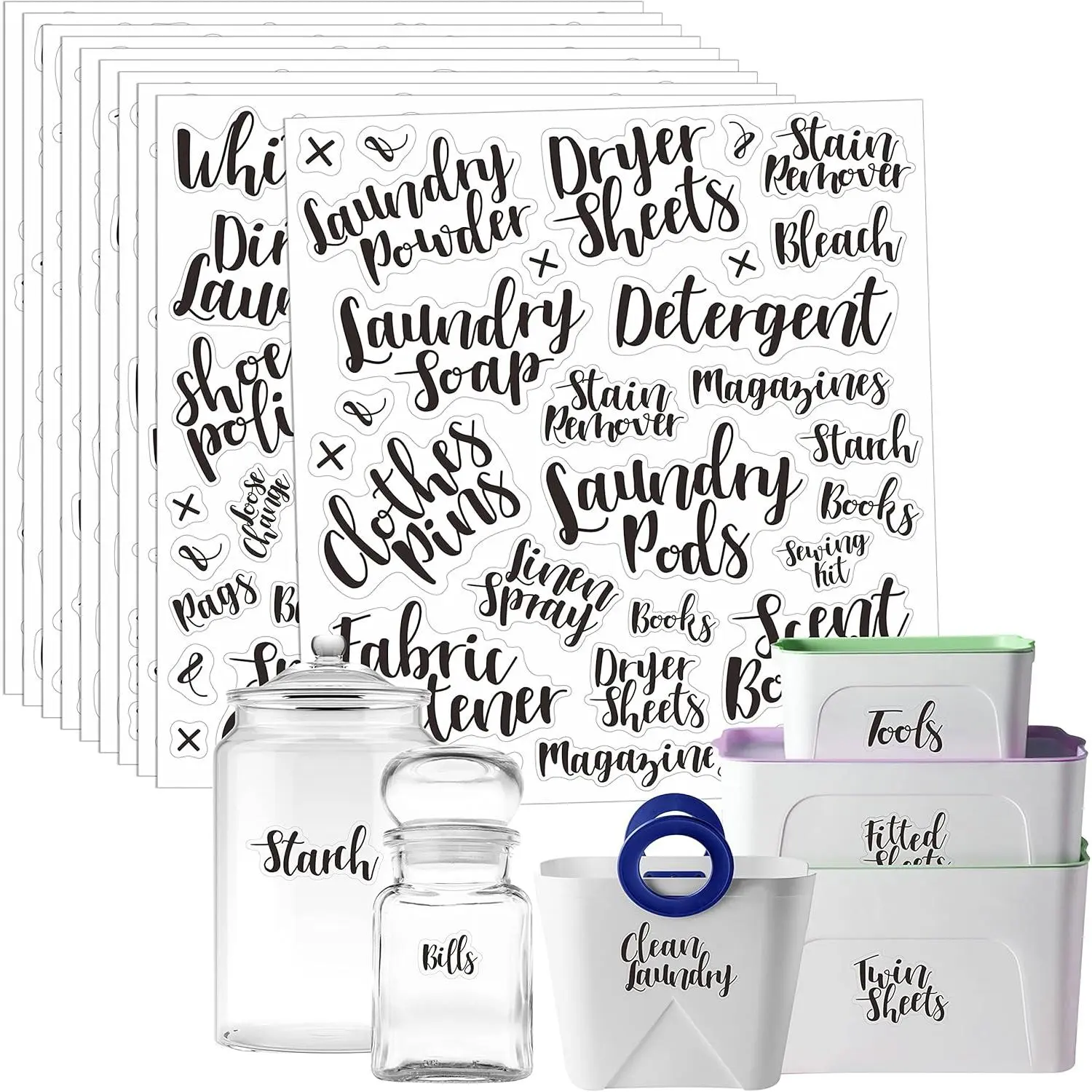 318 count Laundry Room & Linen Closet Organization Labels,No Stain Removal, Water/Oil Resistant Stickers for Home Office, Bathroom and The Beauty Organization.