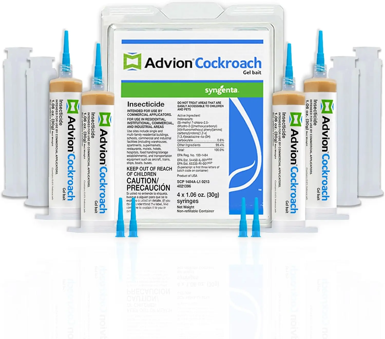 Advion Cockroach Gel, 4 Tubes x 30-Grams, 1 Plunger and 2 Tips, German Insect Pest, and Outdoor Use, Killer Gel for American, German and Other Major Species Killing Exterminator Gel effective cleaning tool advion Bait Special Multi-Species Indoor Roach