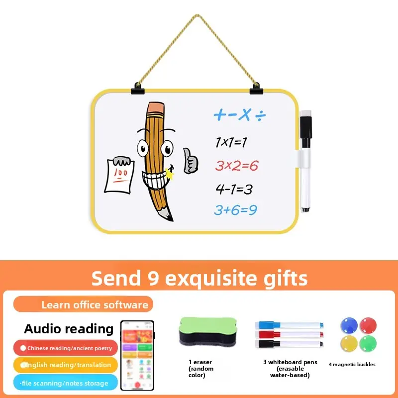 Yellow-framed whiteboard [wall-mounted]